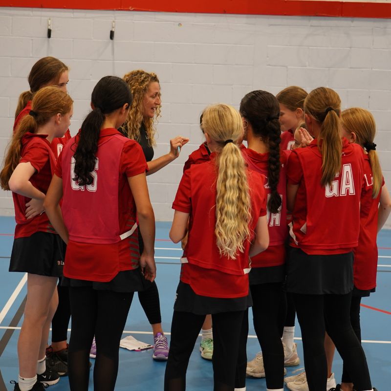 Head of Netball Gemma Crawley coaching U12