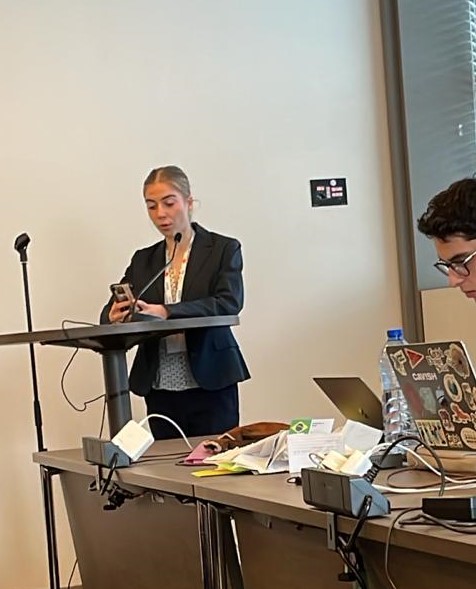 Scarlett (year 13) speaking at THIMUN